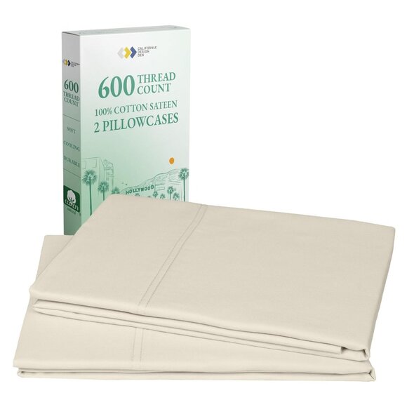 California Design Den Other - NWT California Design Den Count King Pillow Cases Cream Ivory Off White King